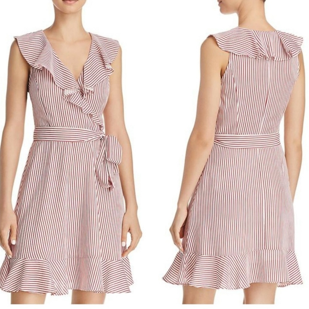 Lucy Paris Red and White Ruffled Wrap Sundress